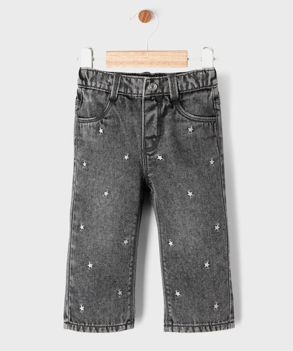 Jean avec étoiles brodées bébé fille vue1 - GEMO(BEBE DEBT) - GEMO