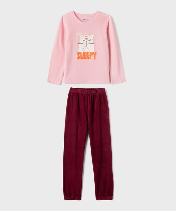 Pyjama en maille polaire avec motif chat fille vue2 - GEMO 4G FILLE - GEMO