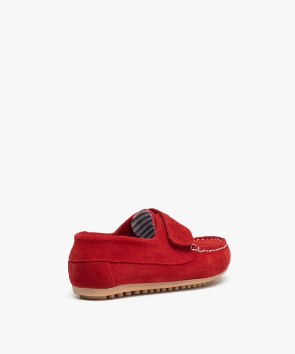 Mocassins garçon à scratch dessus cuir retourné uni vue4 - GEMO (ENFANT) - GEMO