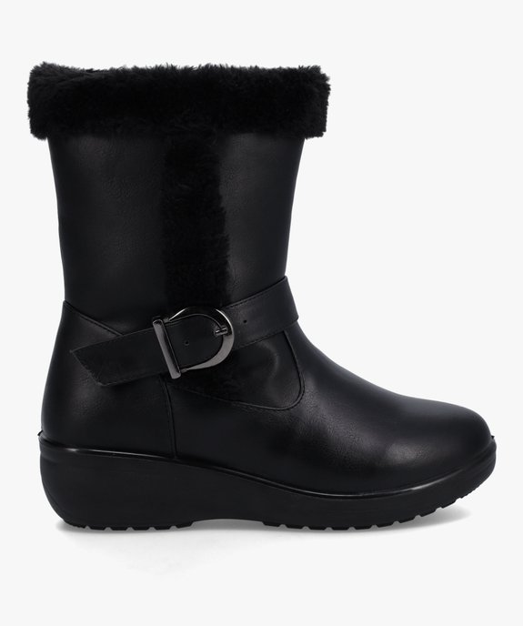 Boots fourrées femme confort unies à talon compensé vue1 - GEMO (CONFORT) - GEMO