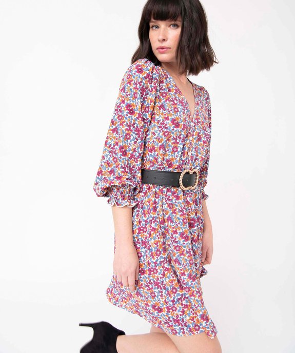 Robe femme à motifs fleuris avec détails smockés vue5 - GEMO(FEMME PAP) - GEMO