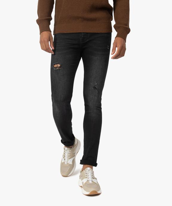 Jean homme coupe slim avec marques d’usure vue1 - GEMO (HOMME) - GEMO