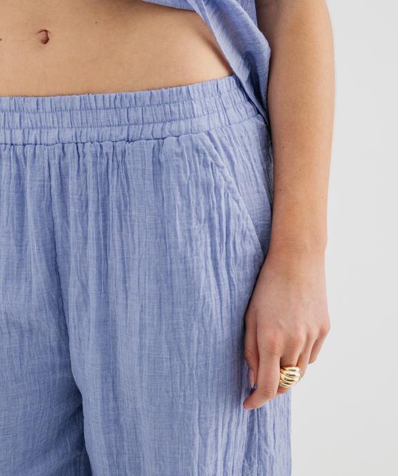 Pantalon large et fluide en fin tissu froissé femme vue2 - GEMO(FEMME PAP) - GEMO