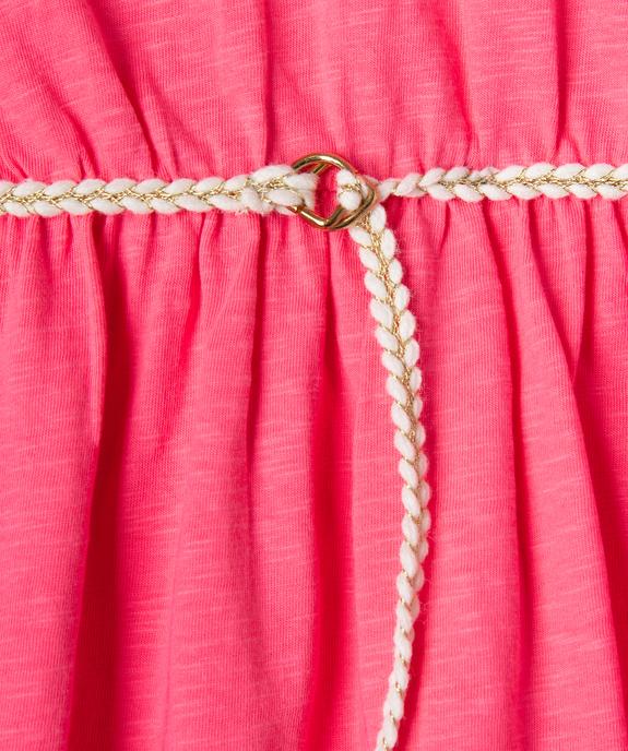 Robe courte à manches volantées en jersey de coton fille vue2 - GEMO 4G FILLE - GEMO