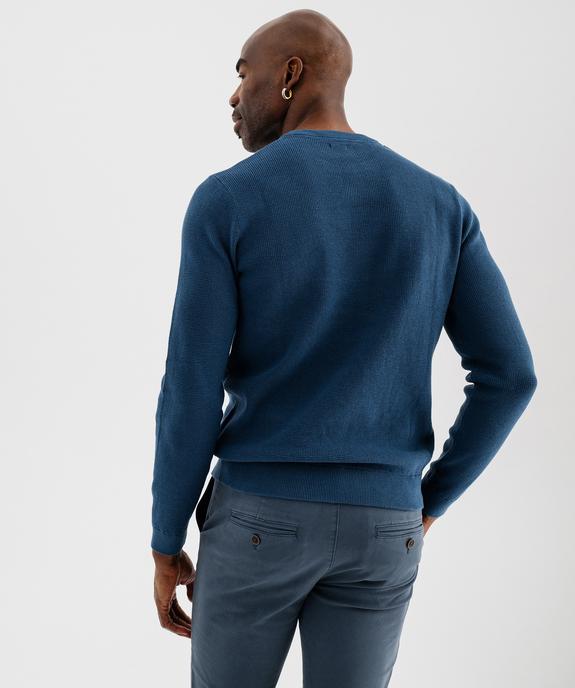 Pull col rond en coton uni homme vue3 - GEMO (HOMME) - GEMO