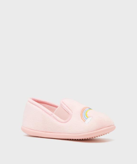 Chaussons pantoufles en velours moelleux imprimé arc-en-ciel fille vue2 - GEMO (ENFANT) - GEMO