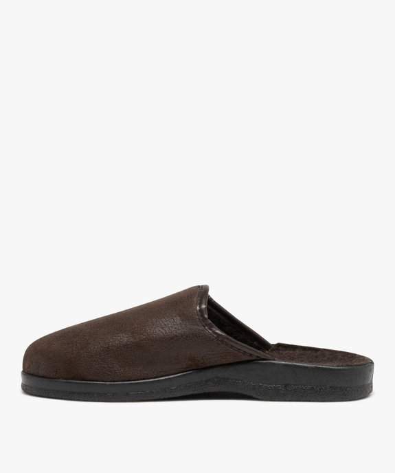 Chaussons homme mules confort avec dessus uni aspect vieilli vue3 - GEMO(HOMWR HOM) - GEMO