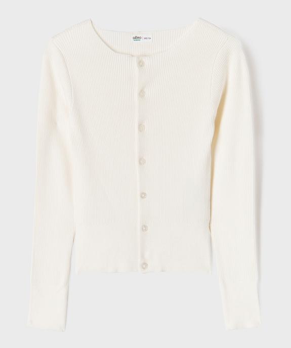 Gilet col rond en maille côtelée fille vue1 - GEMO (JUNIOR) - GEMO