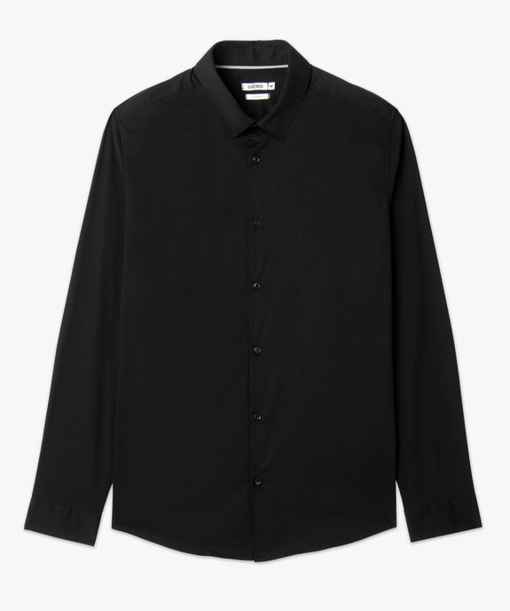 Chemise unie coupe slim en coton stretch homme vue7 - GEMO 4G HOMME - GEMO