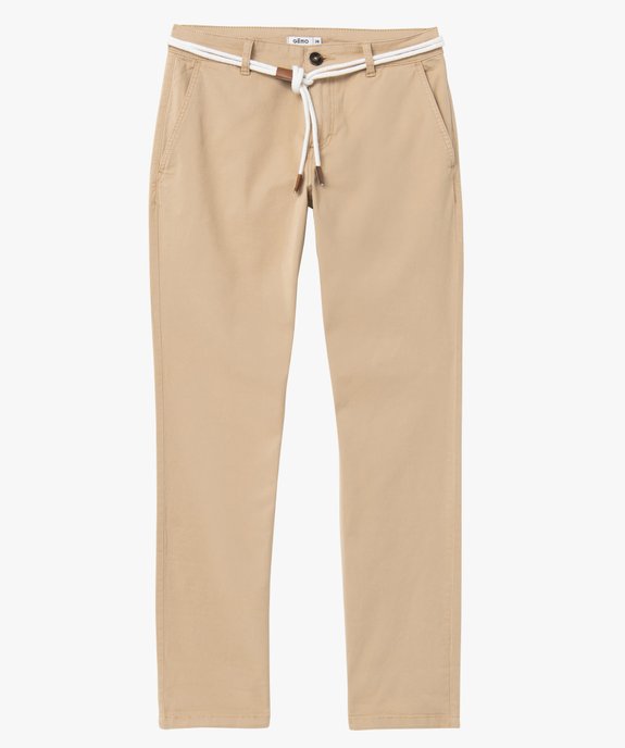 Pantalon femme en coton extensible avec ceinture corde vue4 - GEMO 4G FEMME - GEMO