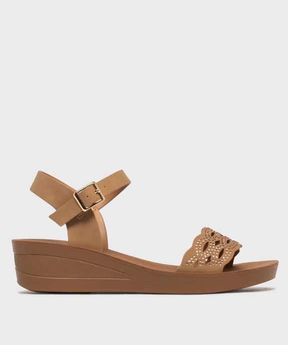 Sandales à talon compensée et bride ajourée à strass femme vue1 - VALENTINA BALDA - GEMO