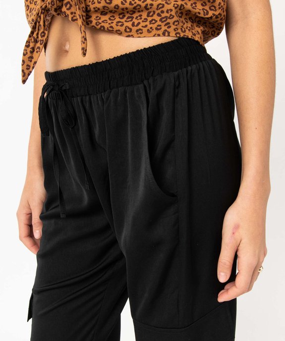 Pantalon cargo en satin fluide uni femme vue2 - GEMO(FEMME PAP) - GEMO