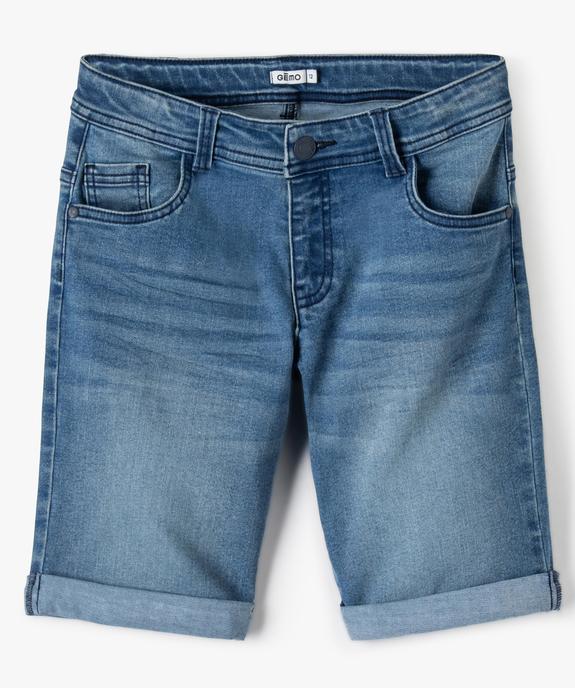 Bermuda garçon en jean stretch à revers vue1 - GEMO (JUNIOR) - GEMO