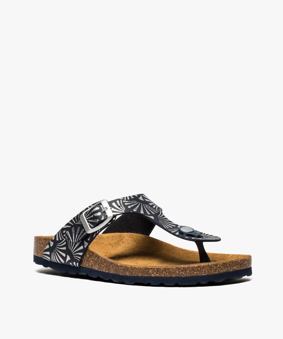 Sandales femme à bride entre-doigts en T et motifs pailletés vue2 - GEMO (CASUAL) - GEMO