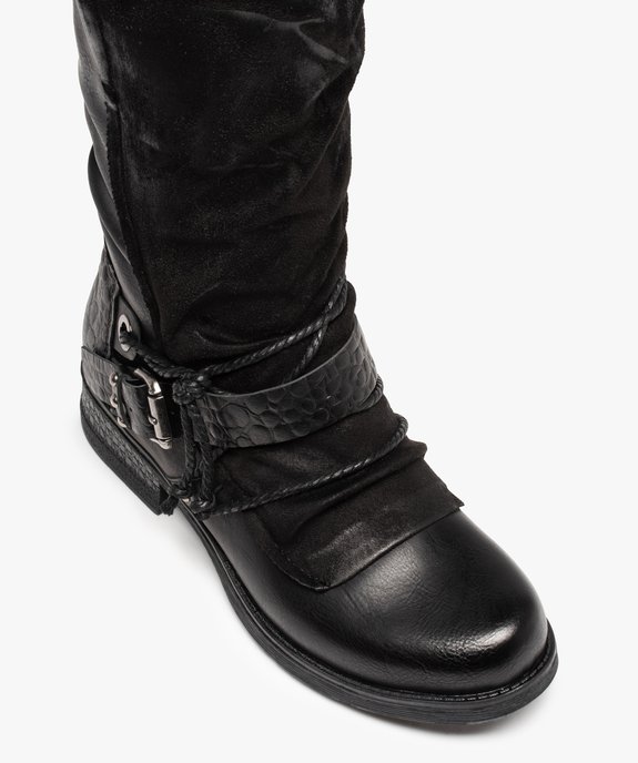 Bottes femme unies style motard à brides fantaisie vue5 - GEMO (CASUAL) - GEMO