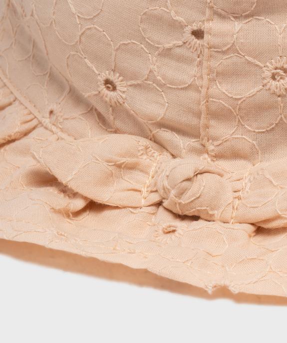 Chapeau brodé avec noeud bébé fille vue2 - GEMO 4G BEBE - GEMO