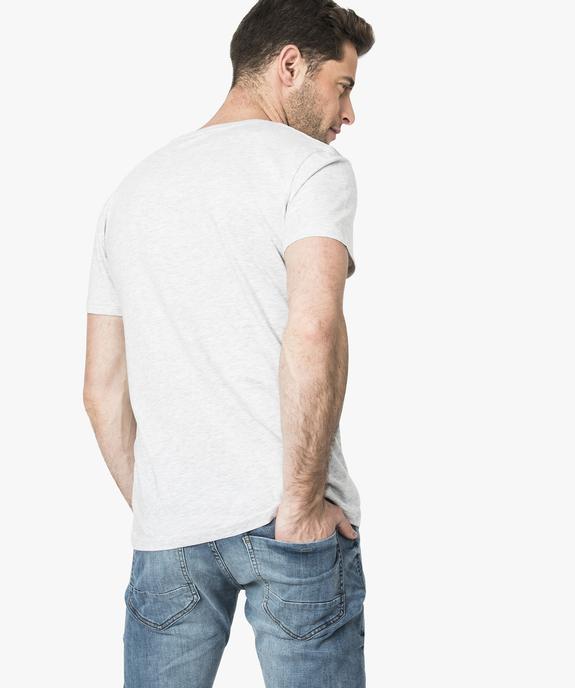Tee-shirt uni à manches courtes et imprimé coloré vue3 - GEMO (HOMME) - GEMO