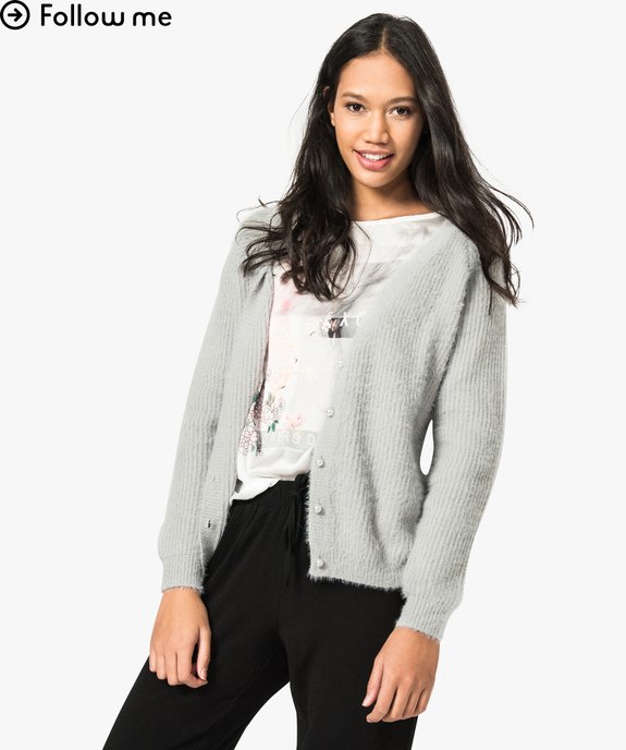 Gilet en maille poilue vue1 - FOLLOW ME 2 - GEMO