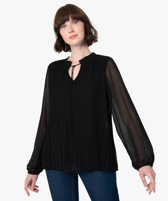 Blouse femme en voile à manches longues vue1 - GEMO(FEMME PAP) - GEMO