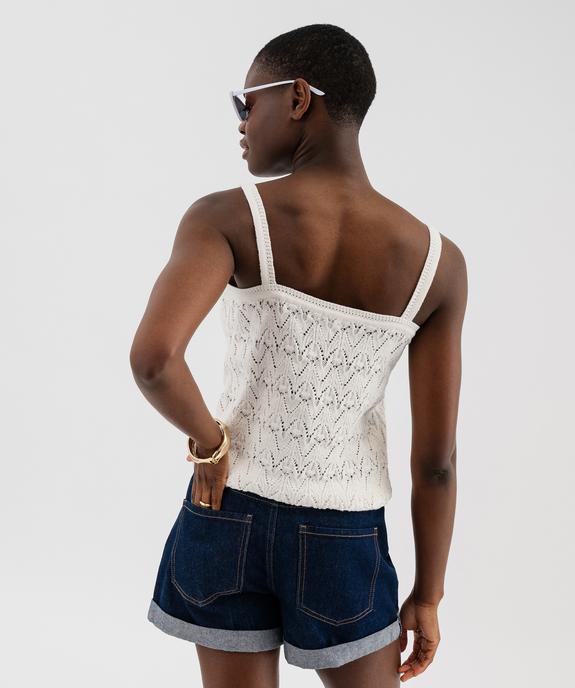 Débardeur en maille ajourée boutonné sur l’avant femme vue3 - GEMO 4G FEMME - GEMO