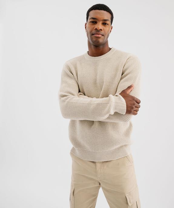 Pull en maille fantaisie à col rond homme vue2 - GEMO (HOMME) - GEMO