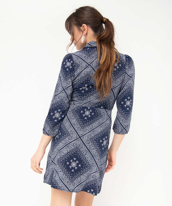Robe femme imprimée à manches longues et col chemise vue3 - GEMO(FEMME PAP) - GEMO