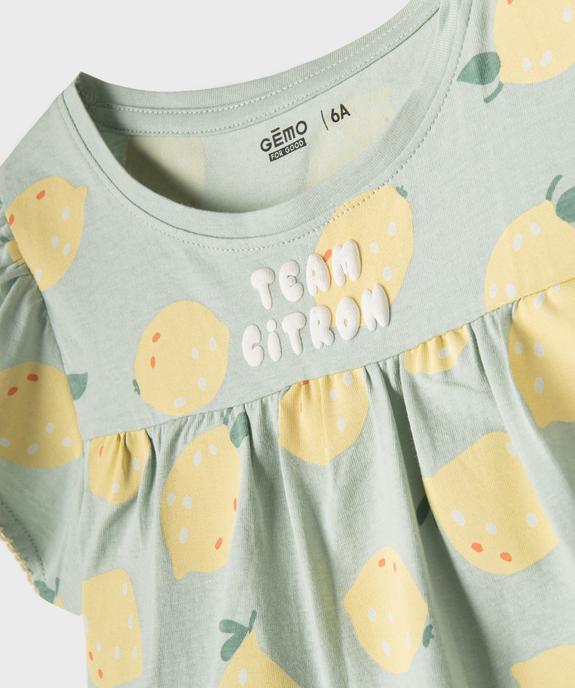 Pyjashort en jersey de coton imprimé à haut blouse fille vue2 - GEMO 4G FILLE - GEMO