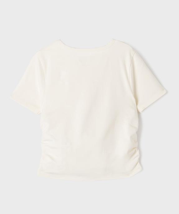 Tee-shirt manches longues coupe courte avec devant froncé fille vue3 - GEMO 4G FILLE - GEMO