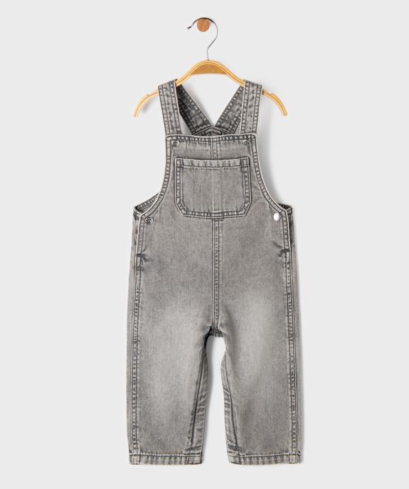 Salopette en jean avec entrejambe zippé bébé garçon vue1 - GEMO(BEBE DEBT) - GEMO