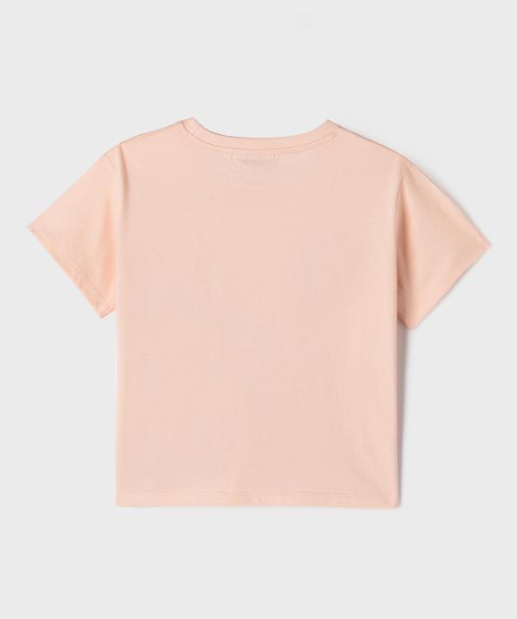 Tee-shirt manches courtes en jersey de coton imprimé fille -  Smiley World vue3 - SMILEY WORLD - GEMO