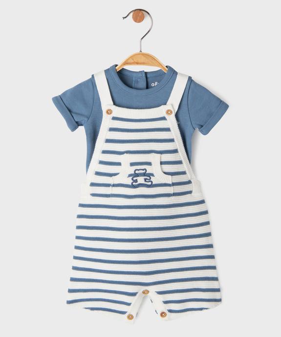 Ensemble 2 pièces bébé garçon salopette en maille et body - LuluCastagnette vue2 - LULUCASTAGNETTE - GEMO