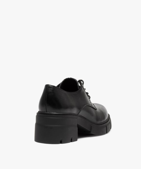 Derbies femme unis à talon carré et semelle crantée vue4 - GEMO(URBAIN) - GEMO