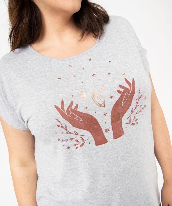 Tee-shirt femme grande taille à manches courtes avec motifs vue2 - GEMO (G TAILLE) - GEMO
