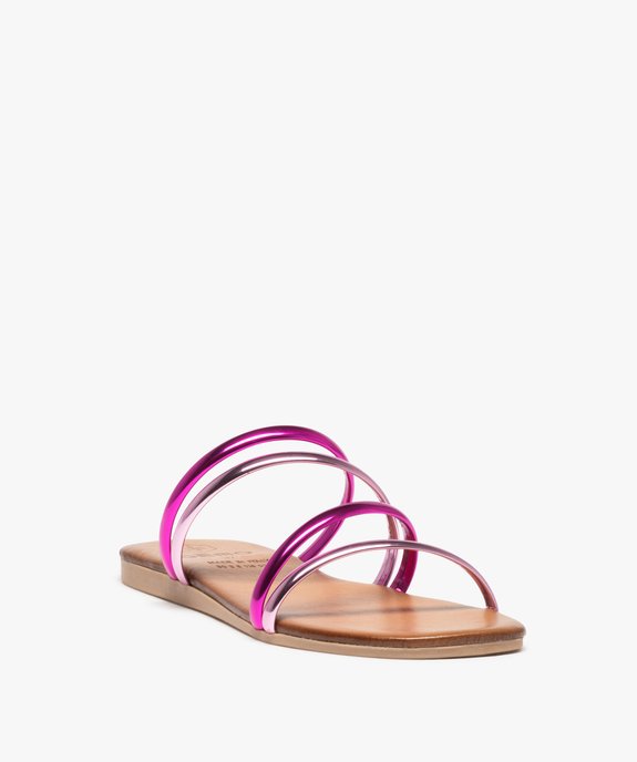Mules femme avec brides bicolores effet miroir vue2 - GEMO (CASUAL) - GEMO