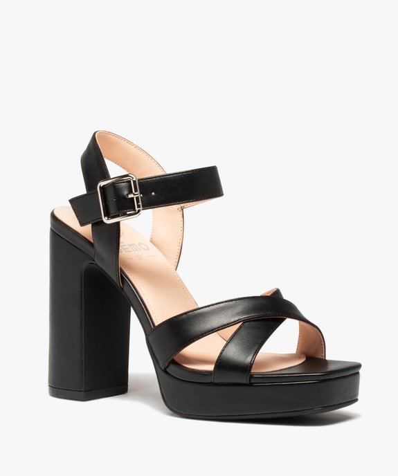 Sandales femme à talon carré extra haut et brides unies vue3 - FOLLOW ME - GEMO