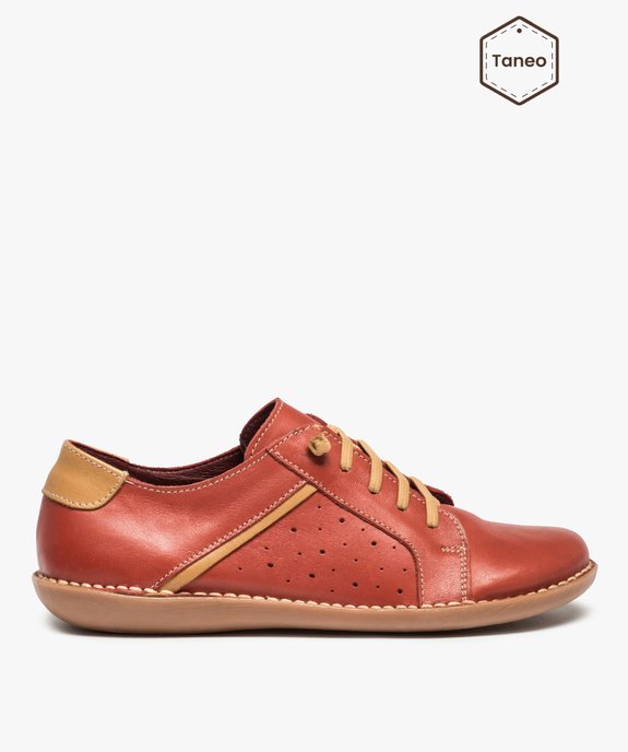Derbies femme dessus cuir uni à lacet élastiqué - Tanéo vue1 - TANEO - GEMO