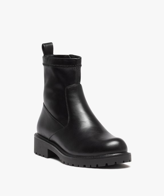 Boots femme unies à col souple et semelle crantée vue2 - GEMO (CASUAL) - GEMO