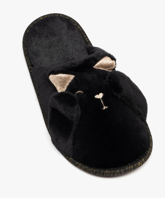 Chaussons mules en velours motif chat femme vue5 - GEMO(HOMWR FEM) - GEMO