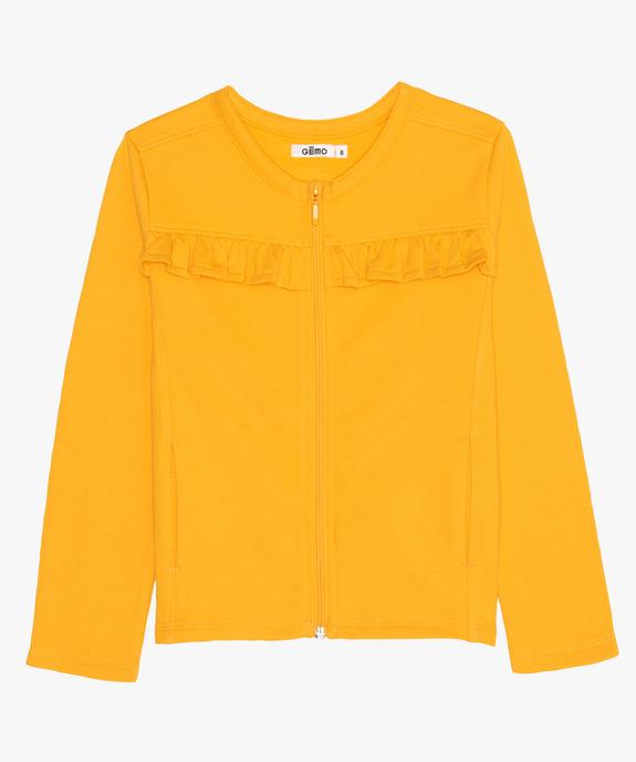 Veste fille zippée en jersey bouclette avec volant vue2 - GEMO (ENFANT) - GEMO
