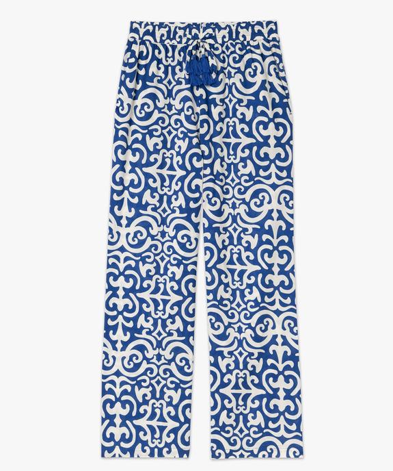 Pantalon large imprimé avec taille élastique femme vue4 - GEMO(FEMME PAP) - GEMO