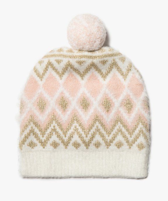 Bonnet fille à motifs pailletés et pompon vue1 - GEMO (ENFANT) - GEMO