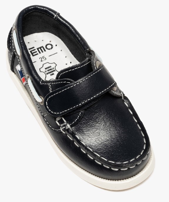 Chaussures bateau garçon dessus cuir à fermeture scratch vue5 - GEMO (ENFANT) - GEMO