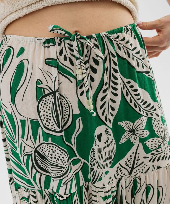 Jupe longue à volants en viscose froissée et imprimée femme vue2 - GEMO(FEMME PAP) - GEMO