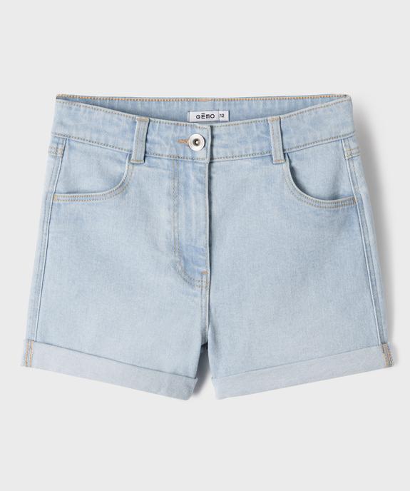 Short fille en jean avec revers cousus vue4 - GEMO (JUNIOR) - GEMO