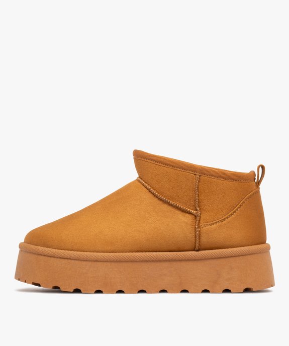 Boots femme fourrées en suédine avec semelle plateforme vue4 - 5 MILES - GEMO