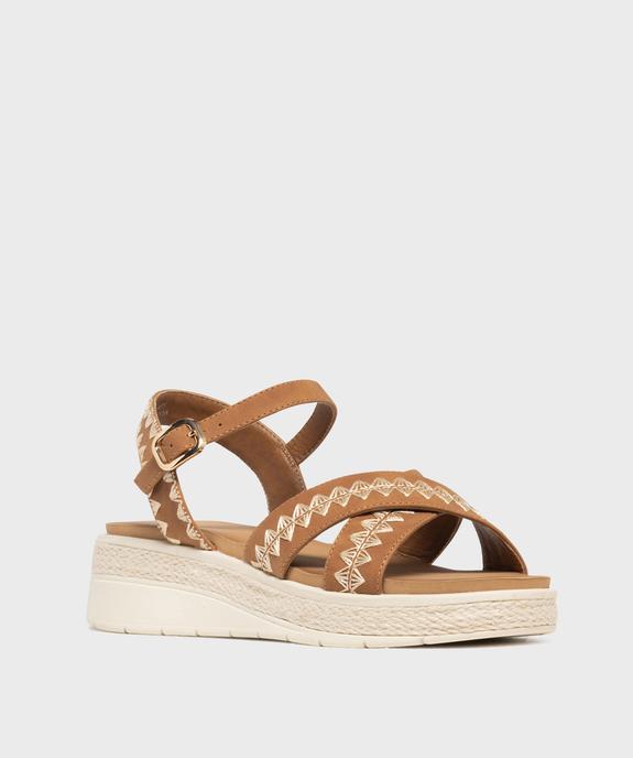 Sandales à talon compensé et brides brodées femme - Valentina Baladno vue2 - VALENTINA BALDA - GEMO