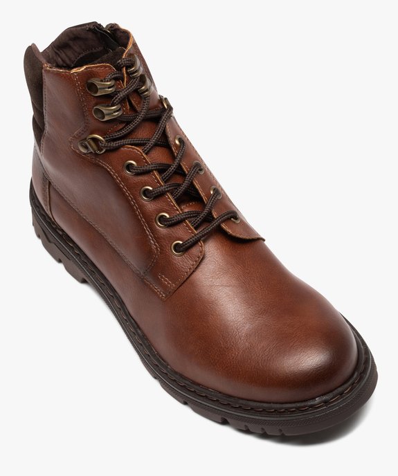 Boots homme unies à semelle crantée fermeture lacets et zip vue5 - GEMO (CASUAL) - GEMO