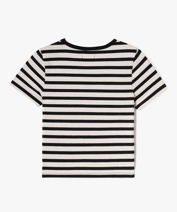 Tee-shirt manches courtes coupe courte à rayures fille vue7 - GEMO 4G FILLE - GEMO