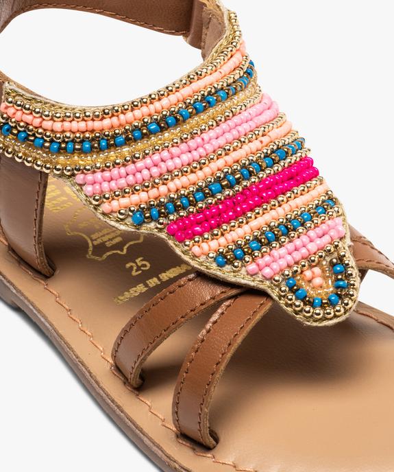 Sandales fille ornées de perles et fermeture scratch vue6 - GEMO (ENFANT) - GEMO