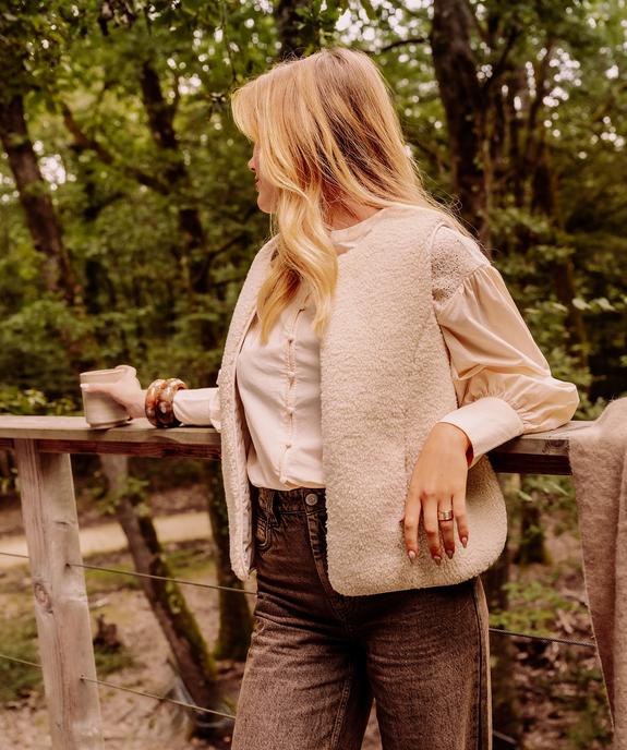 Gilet de berger en fourrure imitation femme vue1 - GEMO 4G FEMME - GEMO
